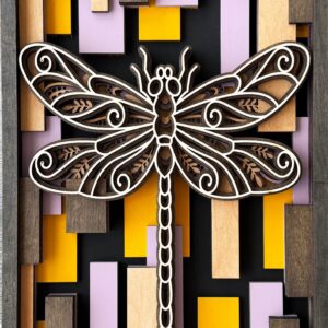 Layered Wood Dragonfly Wall Art – Laser-Cut Nature Design