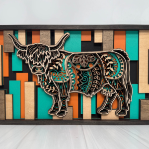 Layered Laser‑Cut Highland Cow Wall Art – 11x17