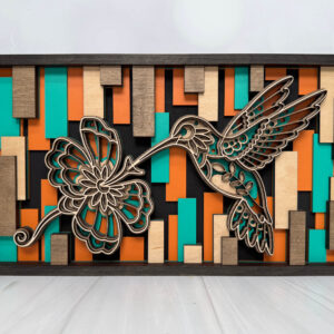Layered Laser-Cut Hummingbird Wall Art