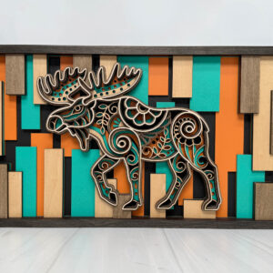 Layered Laser‑Cut Moose Wall Art – 11×17