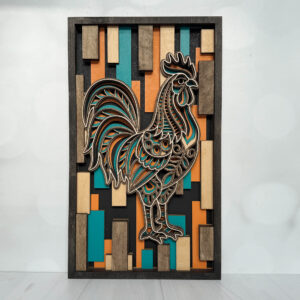 Layered Laser‑Cut Rooster Wall Art – 11×17