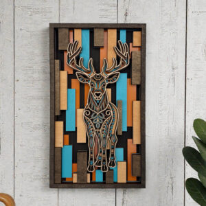Layered Laser‑Cut Deer Wall Art – 11×17