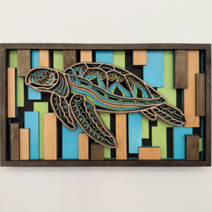 Layered Laser-Cut Turtle Wall Art - 11x17