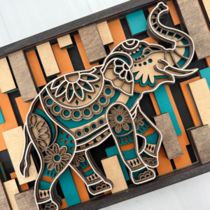 Layered Laser‑Cut Elephant Wall Art – 11×17