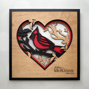 Layered Laser‑Cut Heart Cardinal – 11×11