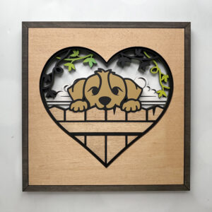 Layered Laser‑Cut Heart Dog Scene – 11×11