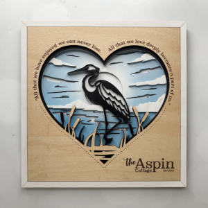 Layered Laser‑Cut Heart Heron Scene – 11×11