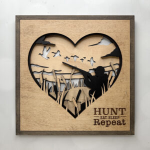 Layered Laser‑Cut Heart Hunting Scene – 11×11