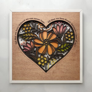 Layered Laser‑Cut Heart Floral Design – 11×11