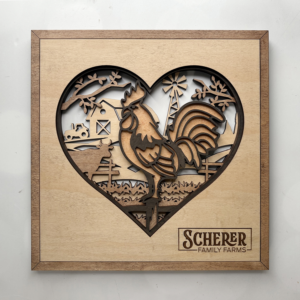 Layered Laser‑Cut Heart Farm Scene – 11×11