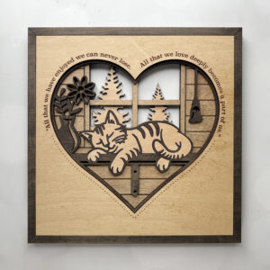 Layered Laser‑Cut Heart Cat Window Scene – 11×11