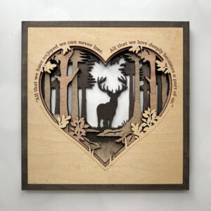 Layered Laser‑Cut Heart Deer Scene – 11×11