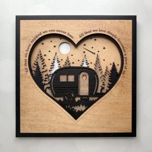 Layered Laser‑Cut Heart Camper Scene – 11×11