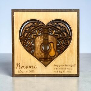 Customized Layered Laser‑Cut Heart Guitar – 11×11