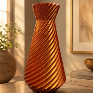 Orange & Pink 3D‑Printed Vase – Spiral Design – Modern Desk or Shelf Décor