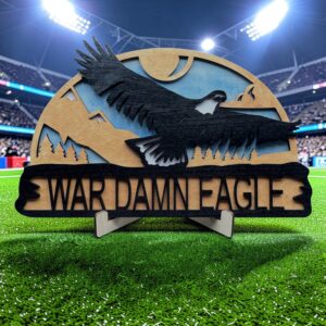War Damn Eagle – Layered Wood Eagle Art (Auburn Tigers Inspired)