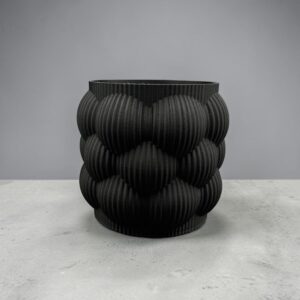 3D‑Printed Bubble Planter – Matte Black Textured Container
